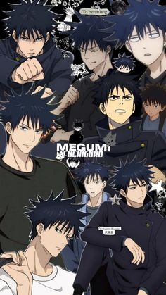 some anime characters with black hair