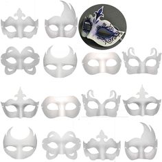 PRICES MAY VARY. High Quality Materials White Mask: 14 PCS white masquerade masks are made of high quality eco-friendly hard paper pulp, easy to paint, good shape, can’t be easily broken when you lost to the ground accidentally. It’s Time To Show Your Artistic Ability: these blank masks is no pattern,no design, you can play your own imagination to create a beautiful mask that belongs to you.It is good chance for you to do arts ,craft and design your own mask.Perfect for art class or craft time o Butterfly Masquerade Mask, White Masquerade Mask, Masquerade Mask Diy, White Masks, Mask Shapes, Masks Crafts, Party Mask, Masquerade Masks, Paper Mask