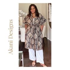 Take your style to another level with this beautiful African Print Kimono.  This flowy kimono can be dressed up or worn casually with jeans or leggings.  It can also be worn as a swimsuit cover up.  Made with 100% African wax cotton / Loose fitting with side pockets  40 - 41 inches long with short sleeves  Comes in one size that can accommodate s-xxl Wash by hand or machine wash with delicates  Hang to dry  Iron on low setting Casual Tunic With Kimono Sleeves For Beach, Flowy Tunic Casual Kimono, Flowy Kimono Sleeve Tunic For Loungewear, Flowy Lounge Tunic With Kimono Sleeves, Casual Tunic Kimono For Beach Cover-up, African Kimono, African Print Kimono, Dress African Print, Dress African