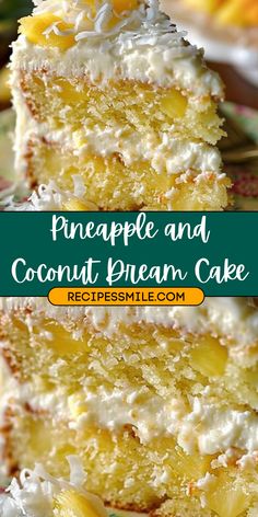 pineapple and coconut dream cake with white frosting