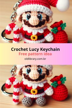 crochet lucky keychain free pattern idea for christmas or new year's gifts