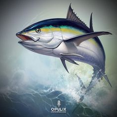 a painting of a marlin fish jumping out of the water