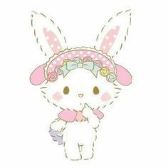 a cute little bunny with a pink hat