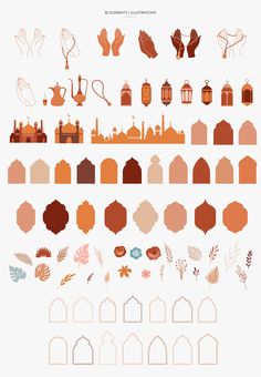 an image of different shapes and sizes of the objects in this illustration are orange, brown,