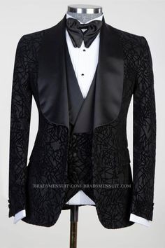 Discover Darren Black Three Piece Shawl Lapel Jacquard Men's Suit with bradymensuit. Shop for a range of Black Shawl collar men's suits for every occasion with rush order service in cheap price. Three Piece Suit For Men, Black Shawl, Dinner Jacket, Prom Suits, Men's Suit, Three Piece Suit, Jacquard Pattern, Men's Suits, Three Piece