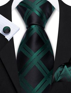 Brand: Barry Wang Material: 100% Silk What You Get: Same design Tie, Pocket Square & Cufflinks? Size: Necktie in 59" Length & 3.35" width at the tip, pocket square in 9"x 9"size Quality: Barry Wang Focus on Ties for Many Years, Good Quality Interlining Makes Our Ties Weighted and Elastic, Which are Easily Designed for A Perfect Knot.For More Quality Stylish Ties with Unbeatable Price, Please Click Our shop to Check More.With So Much Choice and Impeccable Quality, There's No Excuse Not to Have A Black Cufflinks For Black Tie, Father's Day, Black Cufflinks For Black Tie And Father's Day, Black Tie Cufflinks For Father's Day, Mens Silk Ties, Plaid Tie, Cufflink Set, Green Man, Pocket Square, Silk Ties