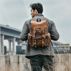 Genuine Leather & Canvas Vintage Backpack — More than a backpack Brown Outdoor Travel Backpack, Brown Outdoor Backpack Travel Bag, Rugged Leather Backpack For Outdoor Activities, Functional Waxed Canvas Backpack For Adventure, Rugged Leather Hiking Backpack, Rugged Leather Patch Bags For Outdoor Activities, Canvas Backpack With Multiple Pockets, Large Capacity Leather Backpack For Outdoor Activities, Standard Canvas Backpack With Multiple Pockets