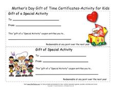 mother's day gift certificate for kids