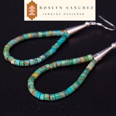 This is a pair of turquoise heishi and sterling silver earrings. Southwest, western, native jewelry. Great matches found in the shop from bracelets to necklaces and chokers. A Living Stone All Native Americans believe that the earth is living and all things are precious. Turquoise is no exception, representing life, and is highly revered because of its color-changing properties. Factors such as the environment, light, dust, and skin acidity all play a role in how the stone appears to the eye. Wh Hand-strung Turquoise Sterling Silver Jewelry, Southwestern Sterling Silver Hand-strung Jewelry, Southwestern Hand-strung Sterling Silver Jewelry, Southwestern Style Hand-strung Sterling Silver Jewelry, Southwestern Turquoise Heishi Beads Jewelry, Silver Heishi Beads Hand-strung Jewelry, Silver Heishi Beads Jewelry Hand-strung, Southwestern Sterling Silver Beaded Jewelry, Hand-strung Turquoise Dangle Jewelry