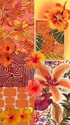 an assortment of flowers are shown in this collage