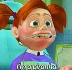 Orthodontic Humor, Braces Problems, Darla Finding Nemo, Braces Humor, Dental Funny, Getting Braces, Dental Assisting, Dental Fun, Brace Face