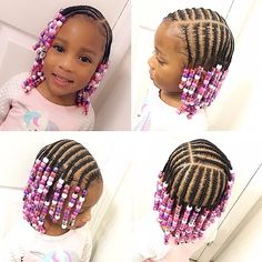 Braiding Styles With Beads, Natural Hair Braids Natural Hair Braid Styles No Weave, Easter Hair Styles For Kids, Kids Braid Styles With Beads, Braids And Beads Hairstyles For Kids, Toddler Hair Braiding Styles, Braid Kids Hairstyles, Braids For Little Black Girls Kids, Kids Weave Hairstyles