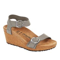 Papillio by Birkenstock Soley Leather Wedge Sandal  Get dressed up in your Birkenstocks and cruise comfortably into any setting. Enjoy the familiar, foot-friendly feel of Birkenstock's contoured cork footbed and the versatility of a low wedge heel.  Good to Know Birkenstock Papillio, Comfort Sandals, Low Heel Wedges, Fashion Shoes Sandals, Foot Print, Cork Wedges Sandals, Leather Socks, Wedge Heel Sandals, Leather Wedge Sandals