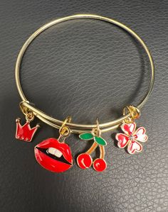 handmade charm bangles Red Charm, Charm Bangles, Handmade Charms, Charm Bangle, Bangle Bracelets, Jewelry Bracelets, Handmade Items, Bangles, Charms