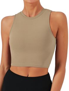 PRICES MAY VARY. Padded sports bra with removable pads for convenient adjustment. Made with high-quality nylon material with an added spandex elastic fiber which is thick but soft, sweat-wicking and not to shrink. This sleeveless crop top is pullover designed with no clasps or hooks, well constructed and seamed to be durable.High neck for added coverage. Yoga bra combine fashion, function and performance. Suitable for yoga, Pilates, fitness and any other types of exercises and workouts, or as th Exercise Running, Best Sports Bras, Yoga Tank Top, Workout Tops For Women, Yoga Sports Bra, Yoga Tank, Yoga Tank Tops, Workout Crop Top, Crop Top And Shorts