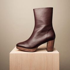 CLAUDIA PLATFORM ANKLE BOOTIE - BHAVA NY Vegan Italian, Vegan Boots, Wood Heel, Eco Chic, Vegan Fashion, Platform Ankle Boots, Vegan Shoes, Cool Boots, Ankle Bootie