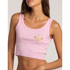 * Billabong Women's Tank Top * Front Chest Graphic Print * Fitted * Raw Edge Hem * Scooped Neckline * 100% Cotton * Imported * Mpn Abjzt01378 * Color Light Pink * Msrp $25.99 Model Is Wearing A Size Small. Model Measurements: Height: 5'8" Bust: 33" Waist: 24" Hips: 35" Summer Graphic Print Tank Tops, Casual Graphic Print Tank Top, Trendy Graphic Print Top With Tank Straps, Trendy Tops With Graphic Print And Tank Straps, Trendy Tops With Tank Straps And Graphic Print, Y2k Sleeveless Beach Tops, Y2k Tank Top For Beach, Y2k Tank Top For The Beach, Y2k Scoop Neck Tank Top