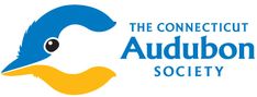 the logo for the conecticut audubon society, which is located in front of an image of a blue and yellow bird