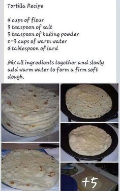 the recipe for tortilla bread is shown