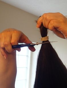 DIY Layered Haircut | The Involuntary Housewife Diy Easy Haircut, Diy Hair Layers How To At Home, How To Put Layers In Your Own Hair, Diy Long Layered Haircut At Home Hair Tutorials, How To Trim Hair At Home, How To Layer Your Own Hair Step By Step, How To Trim Long Hair At Home, Long Layers Diy, Diy Layered Haircut Tutorial At Home