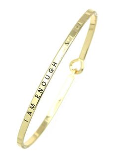 "I Am Enough Bangle Bracelet. Size: (2.5\"D)" Meaningful Adjustable Bangle Bracelet, Meaningful Friendship Bangle Bracelets, Inspirational Gold Friendship Bracelets Gift, Inspirational Gold Friendship Bracelets, Meaningful Gold Bangle Cuff Bracelet, Inspirational Adjustable Bangle Name Bracelet, Inspirational Adjustable Gold Charm Bracelet, Inspirational Adjustable Gold Friendship Bracelets, Gold Personalized Meaningful Friendship Bracelets