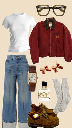 Getting Drinks Outfit Casual, Rainy Day Walking Outfit, Craftcore Aesthetic Outfits, Ireland Outfit Aesthetic, Carhartt Pants Outfits Women, Winter Colorado Outfits, Universal Studios Outfit Fall, Maine Outfits Fall, Friends Style 90s Outfit