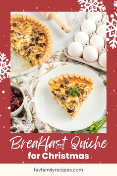 breakfast quiche for christmas with text overlay