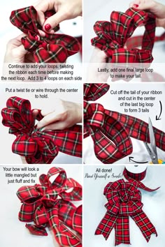 instructions for how to make a plaid bow