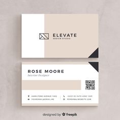 a white and black business card on a gray background