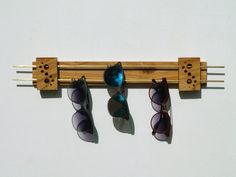 sunglasses organizer made from recycled wood and brass wire dimensions: 50x 8cm (cca 20'' x 3'') Sunglasses Organizer, Flat Paint, Wood Sunglasses, Wooden Sunglasses, Recycled Wood, Storage And Organization, Croatia, Recycling, Brass