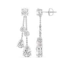 The tear-shaped diamonds are known for their graceful and elongated shape, which creates a sense of elegance and movement in the earrings.These earrings are designed to capture attention and add a touch of sophistication and radiance to your ensemble.