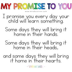 a poem that says, my promise to you i praise you every day your child will learn something