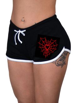 Heart Web Shorts – Pinky Star Cute Heart Shorts, Heart Shorts Boys, I Love Shorts, Skull Pajama Pants, Heart Web, Skull Shorts, Enlarged Heart, Clothing Art, Halloween Vampire