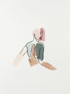 a drawing of a person sitting on the ground with their back to the camera, looking up