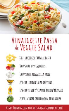 a menu for pasta and vegetables on a table