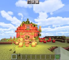 Strawberry House In Minecraft, Minecraft Strawberry Build, Fruit Minecraft House, Strawberry Shortcake House Minecraft, Strawberry Cottage Minecraft, Strawberry Shortcake Minecraft, Fruit House Minecraft, Minecraft Bunny House, Minecraft Fruit House