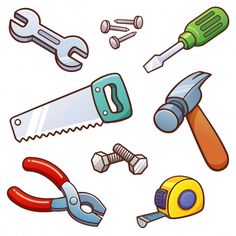 various tools are grouped together on a white background