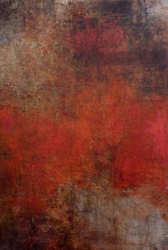 an abstract painting with red and grey colors