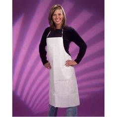 a woman in an apron posing for the camera