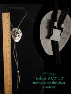 A perfect accessory for a western wedding or your favorite cowboy. 6-2-18 Adjustable Southwestern Bolo Tie For Western-themed Events, Silver Western Bolo Tie For Gift, Silver Bohemian Bolo Tie For Western-themed Events, Luxury Silver Southwestern Bolo Ties, Bolo Black, Southwestern Sterling Silver Bolo Tie, Leather Tie, Biker Gifts, Genie Bottle