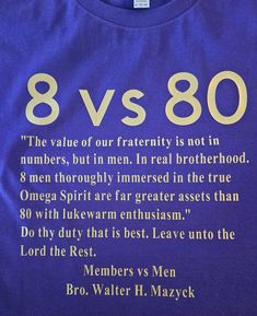 a t - shirt that says 8 v s 80 on the front, and an image of