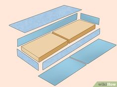 a bed frame with two drawers on each side and the bottom section missing from it