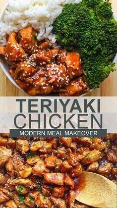 the cover of teriyaki chicken modern meal makeover, with broccoli and rice