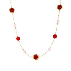 Style: Women Material: Copper Pearl Type: Natural Freshwater Pearl Necklace Length: 84+4.5cm Weight: 17.7g Red Long Necklace With Adjustable Chain, Red Agate Jewelry With Natural Stones, Red Round Agate Jewelry, Elegant Red Crystal Necklaces With Natural Stones, Red Agate Gemstone Necklace, Elegant Red Agate Necklace, Elegant Red Crystal Necklace With Natural Stones, Red Necklace With Adjustable Chain, Red Crystal Necklace With Natural Stones