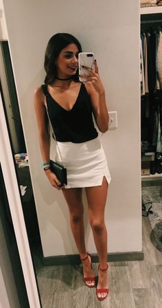 Club Night Outfit, Choker Outfit, Bar Outfits, Fiesta Outfit, Clubbing Outfits, Night Club Outfits, Night Out Outfit, White Skirt