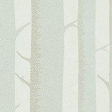 a white and grey striped wallpaper with trees