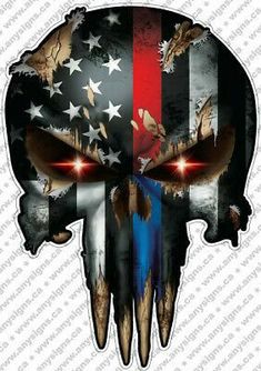 a skull with the american flag painted on it