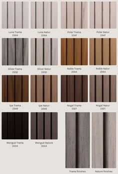 the different types of wood sidings and their corresponding colors are shown in this chart