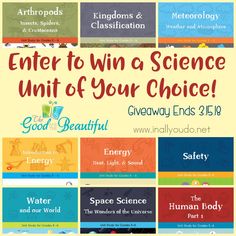 a poster with the words enter to win a science unit of your choice