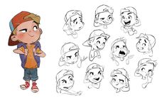 an animation character poses with various facial expressions and gestures for each character in the cartoon